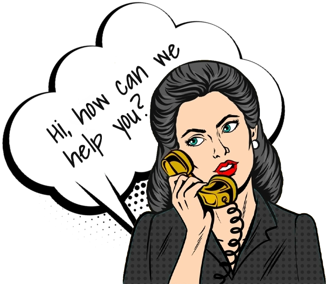 Pop art vintage retro woman stylishly speaking on the phone with the purpose of Talk to Us.
